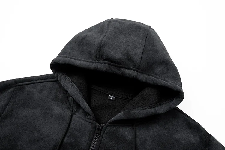 Men Tie Dye Zip Up Hoodie Heavyweight Full Zip Hooded Sweatshirt European High Street Loose Streetwear Autumn Casual Outerwear J