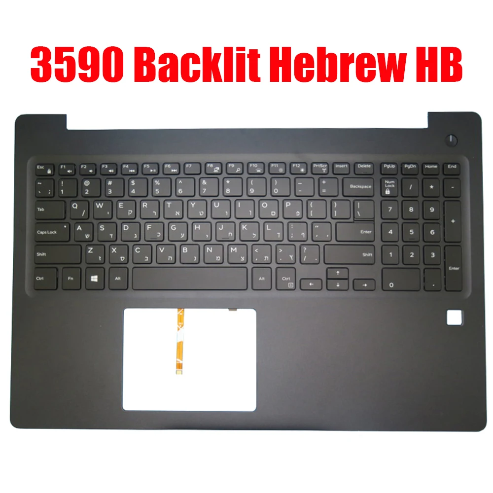 

Backlit Hebrew HB Laptop Palmrest For DELL For Latitude 3590 0G0DDD G0DDD 0477CY 477CY With Keyboard With Fingerprint Hole