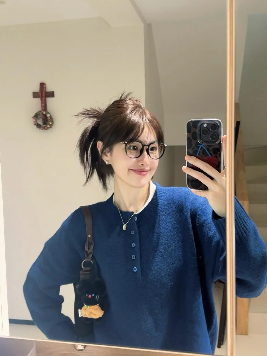 

Свитера Джемперы Пуловеры Женские элегантные женские свитера Многослойный стиль Накладные карманы Кофейные кисточки Выходные эластичные для ленивых отдыха