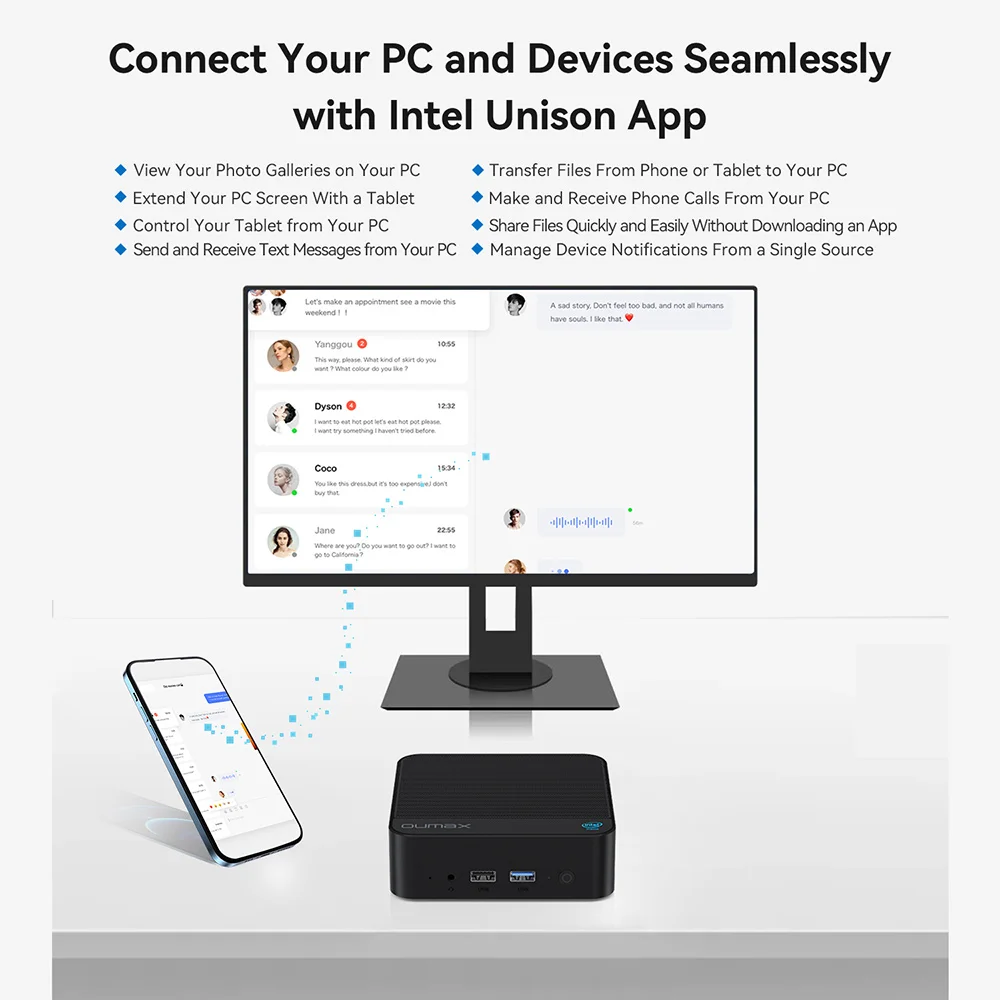 2024 OUMAX Intel Twin Lake N150 16GB 500GB Mini PC 4C4T Quiet Dual 1000M LAN Desktop Computer For Office VS Mini S12 Pro T8 Pro