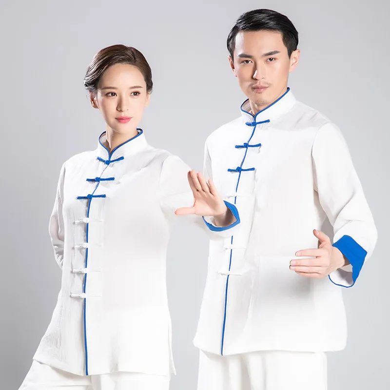 2026 Spring New Long Sleeve Tai Chi Suit for Men Women - Linen Martial Arts Kung Fu Morning Practice Chinese Style Workout Cloth