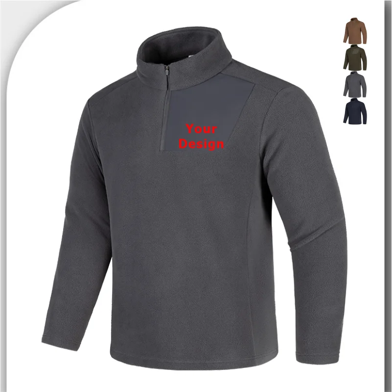 الرجال البلوز سمكا القطبية كنزة صوف نصف سستة البلوز الذكور في الهواء الطلق Sweatshir الشتاء الياقة المدورة تخصيص تصميمك #1