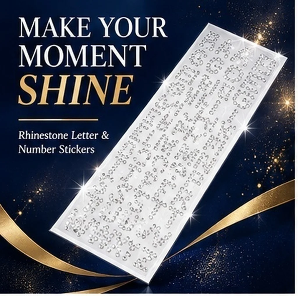 Self-Adhesive Rhinestone Alphabet Stickers Glitter Border Letters 3D Pearl Shine for Graduation Cap Decoration Journals Cards
