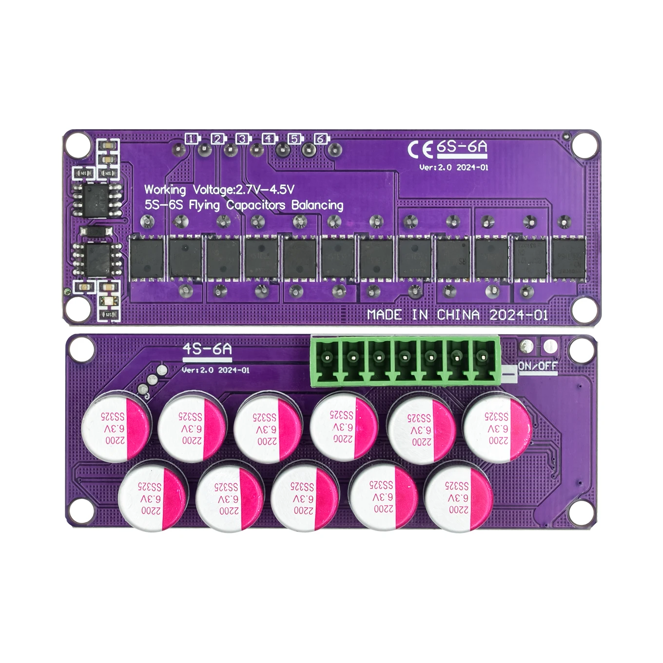 6A موازن نشط المعادل لوحة نقل الطاقة ليثيوم أيون LiFePo4 LTO بطارية ليثيوم حزمة المكثفات الطائرة تقنية التوازن
