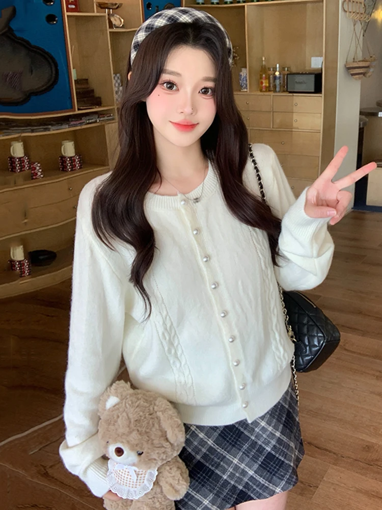 

Шикарный 3D-вязаный кардиган-пальто для женщин, новинка зимы, высококачественный, коричневый, с длинными рукавами, осенне-зимний, открытый, больших размеров