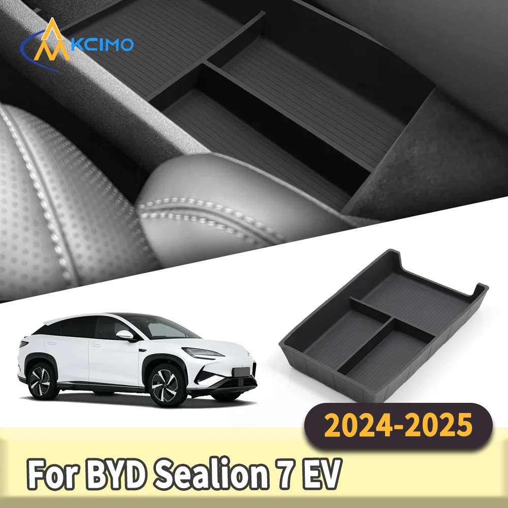 

Нижний ящик для хранения центральной консоли для BYD Sealion 7 EV 2024 2025, черный автомобильный лоток из ТПЭ, аксессуары для укладки и уборки интерьера
