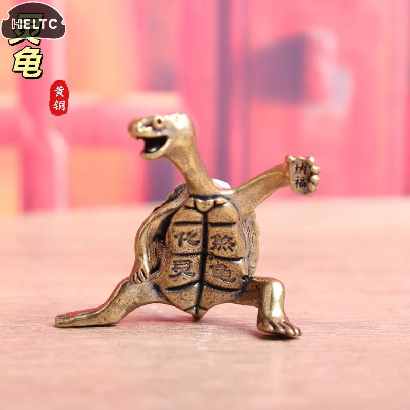 1PCS brass Mini Metal Turtle Shape Copper Ornament Decorative Craft Lucky Desktop Ornaments Longevity Animal Turtle Figurines