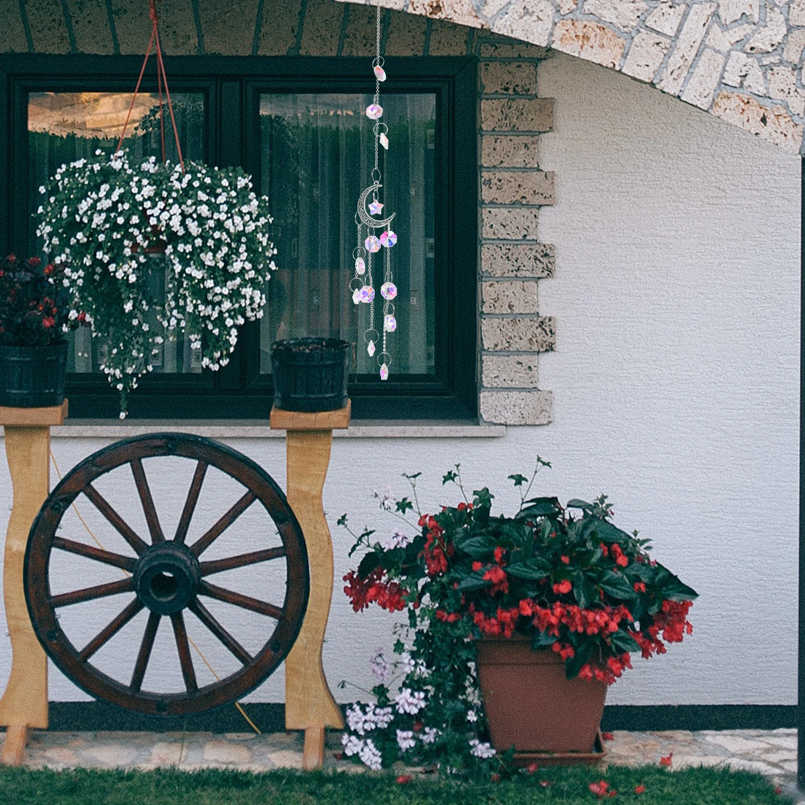 

1pc Crystal Ball Hanging Decor Moon Star Sun Catcher Pendant Stylish Home Auto Ornament Indoor Outdoor Wall Living Room Bedroom