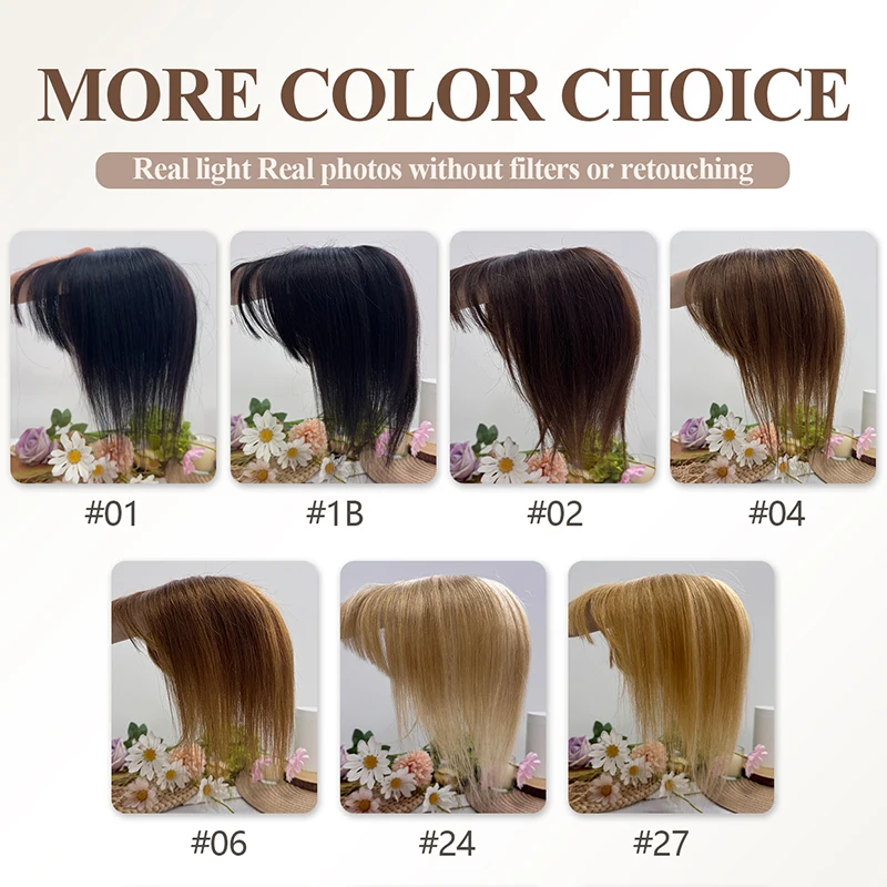 Hair Toppers For Women Real Human Hair 360° 3D Cover Human Hair Topper with Bangs Wispy Bangs Extensions Clip in Bangs
