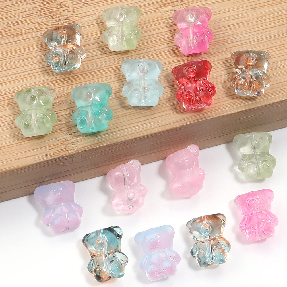 20pcs Bear Glass Beads Colorful Cute Lampwork Loose Spacer Bead For Jewelry Making DIY Necklace Bracelet Phone Chain Accessories view 5