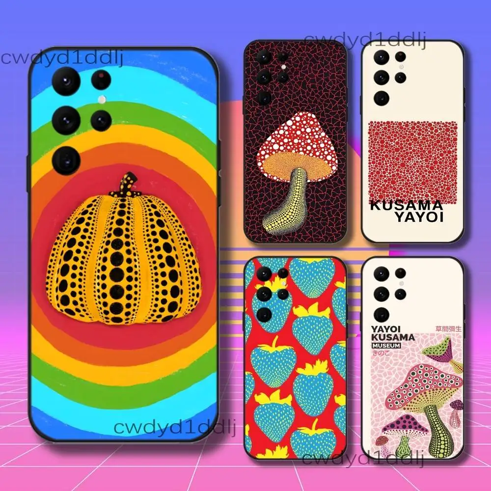 Y-Yayoi Art Kusama Phone Case For Samsung S10,S21,FE,S21 ,S26,S25,S24,S23,Ultra,S9,S22,Plus Black Shockproof TPU