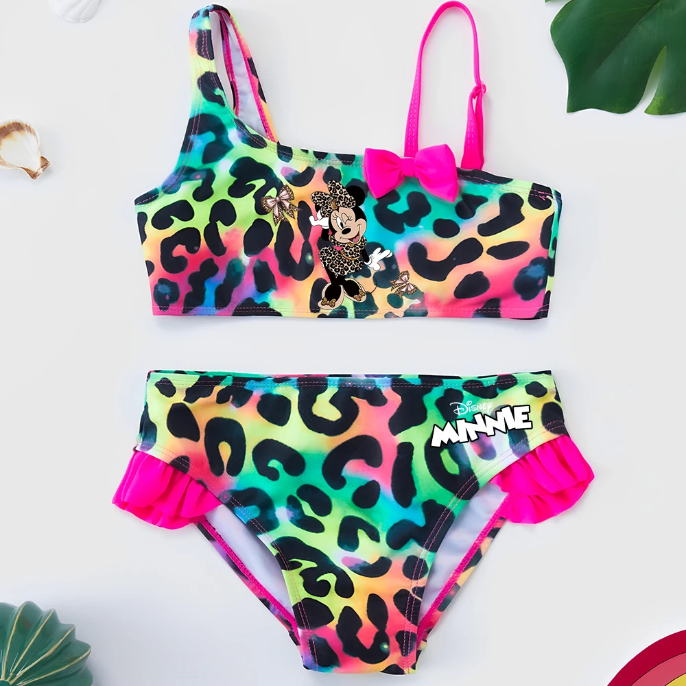 

Mickey Minnie Girl Swimsuit Summer Beachwear Pool Swimwear Bathing Suit Bow Bikini Two-pieces Suits Fashion Swim Wear Clothing