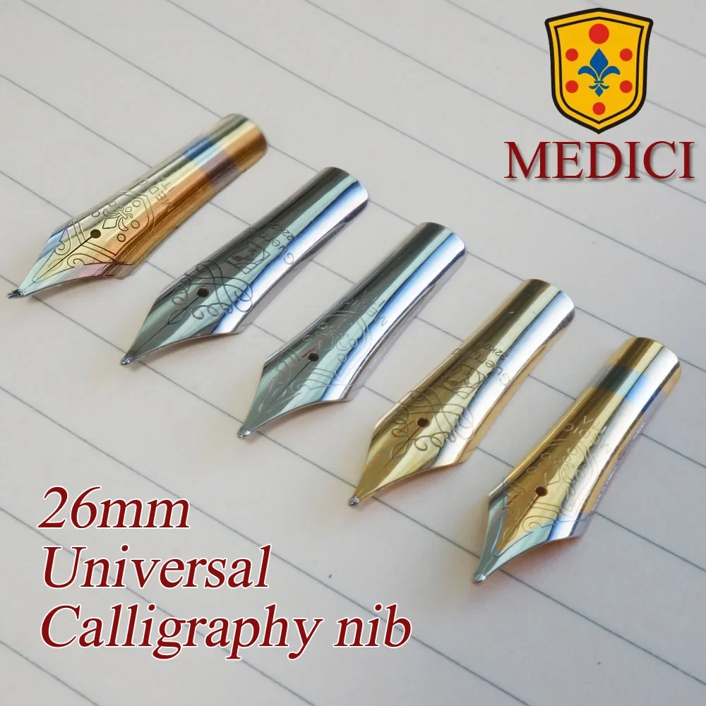 

Medici Universal 26mm Fountain Pen Nib Gold Plating Replace Nib Feather Iridium Calligraphy For Medici 200 Pimio