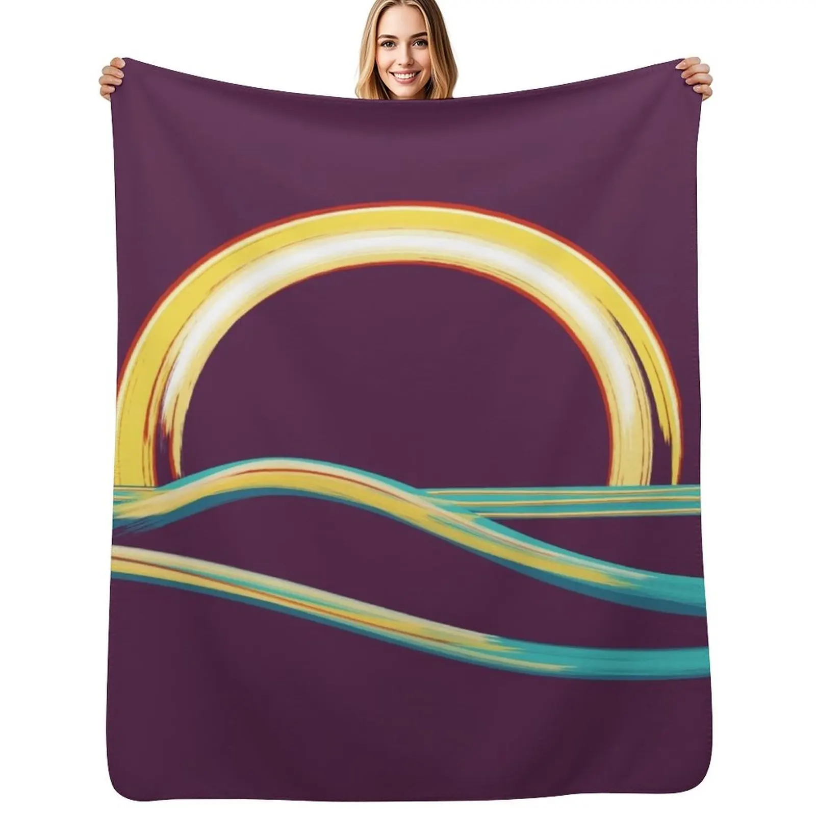 

Relaxing Ocean Sunset / Sunrise Beach Adventure Throw Blanket Ultra Soft Flannel Fleece Blanket for All Seasons