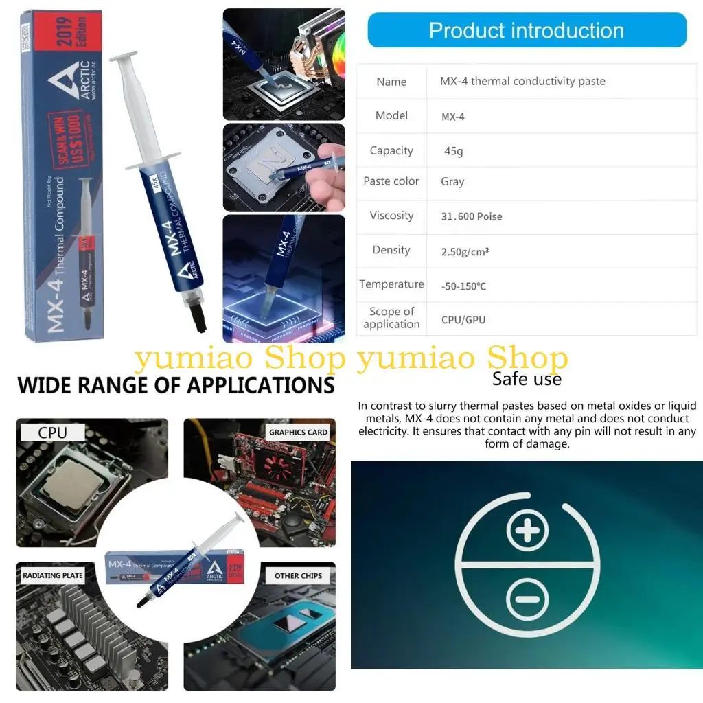 

Термопаста 587B MX4 Усовершенствованная охлаждающая смазка, 45 г улучшает управление теплом в электронике Охлаждение процессора