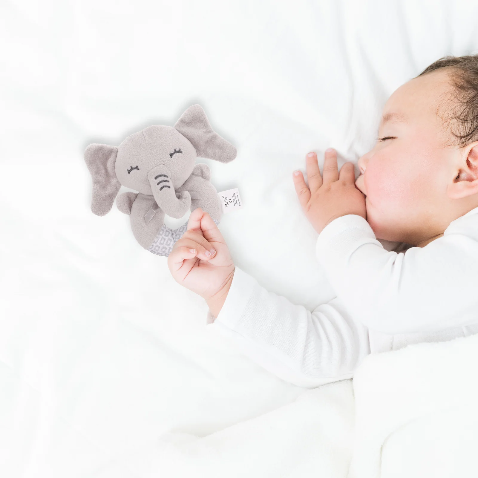 

Soft Rattle Hand Grip Shaker Infant Sensory Newborn Stuffed Animal Tummy Time Nursery Decor Elephant Plushie