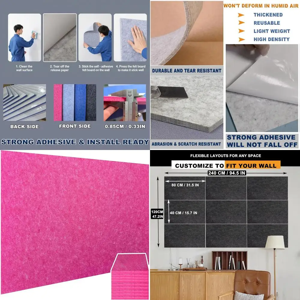 

Red Self-Adhesive Large Cork Board, 95x47in, 80x40cm, Wall Decor for Home, Office, School