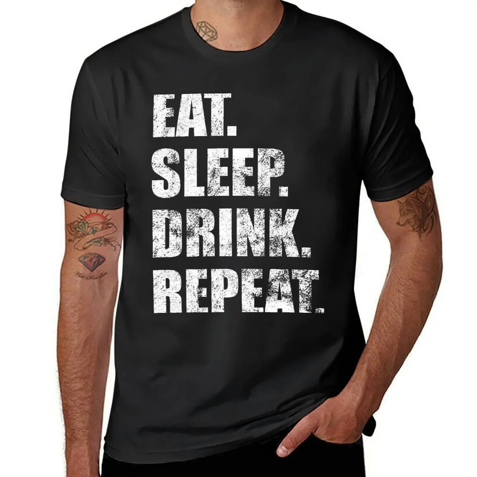 Drink Eat Sleep Drink Repeat T-Shirt customizeds summer top korean fashion Men's cotton t-shirt