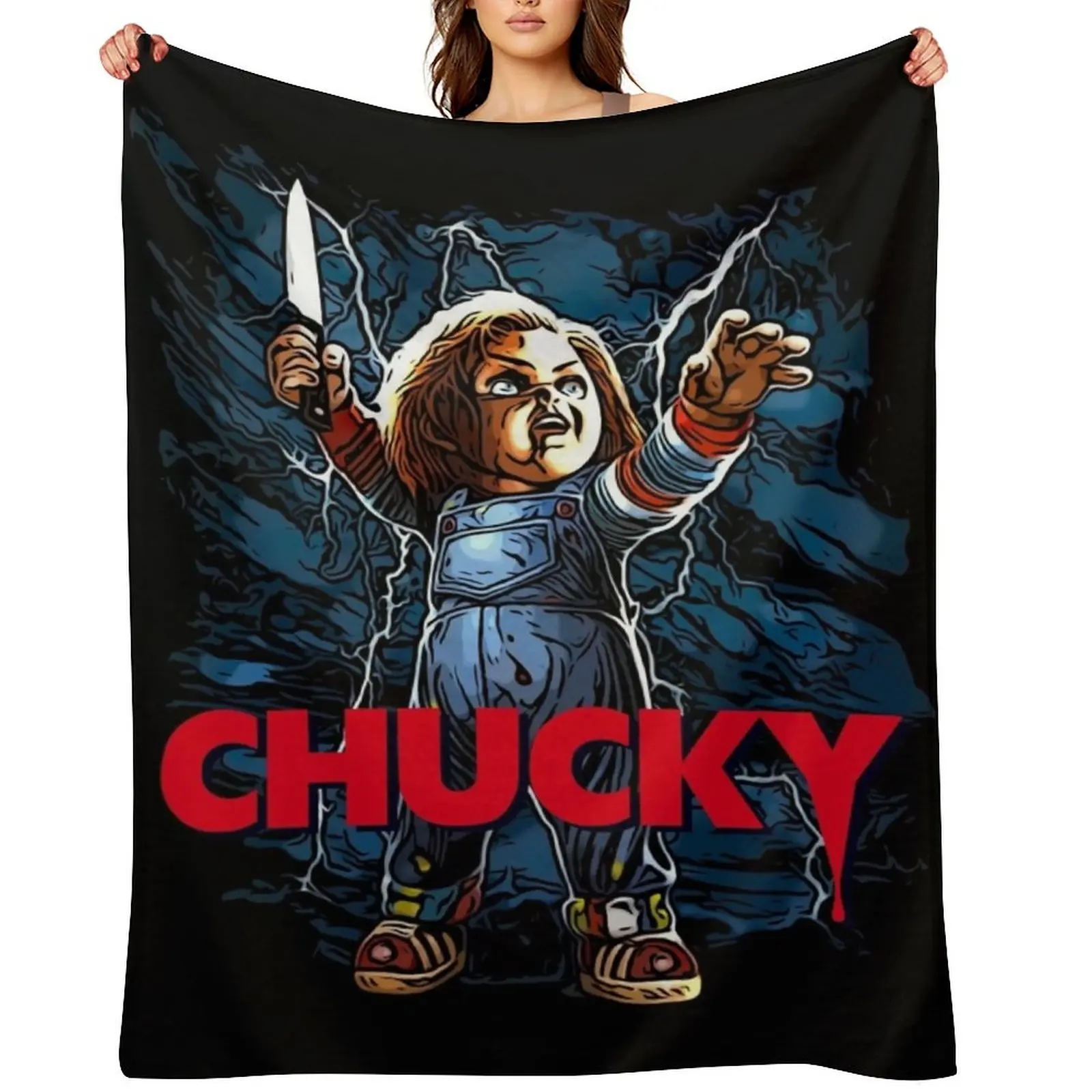 

Chucky Child's Play doll Throw Blanket Picnic Thin Soft Plush Plaid Decorative Throw Blankets
