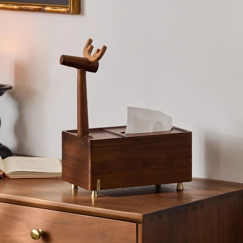 Household living room solid wood tissue box, desktop, pumping carton