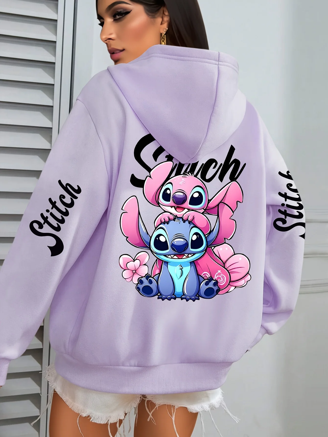 جديد غرزة والملاك طباعة القطن مقنعين الكرتون رياضية النساء الرجال الخريف بلوفر شتوي عادية خفيفة الوزن المرأة هوديس #6