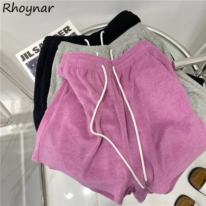 

Sporty Shorts Women Wide Leg Soft Loose High Waist Drawstring M-4XL Pure Y2k Students American Style Vintage Streetwear Harajuku