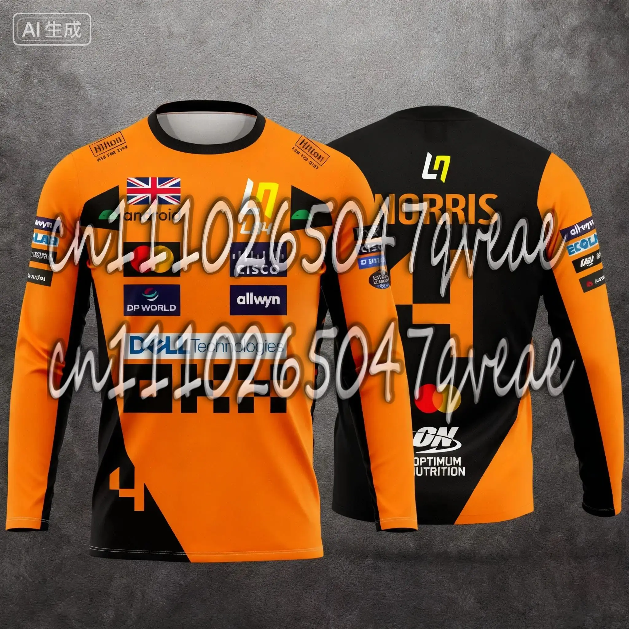 Lando Norris NO.4 2026 New Racing Style Long Sleeved T-shirt, Extreme Sports Racing Suit, Breathable Long Sleeved Sportswear view 2