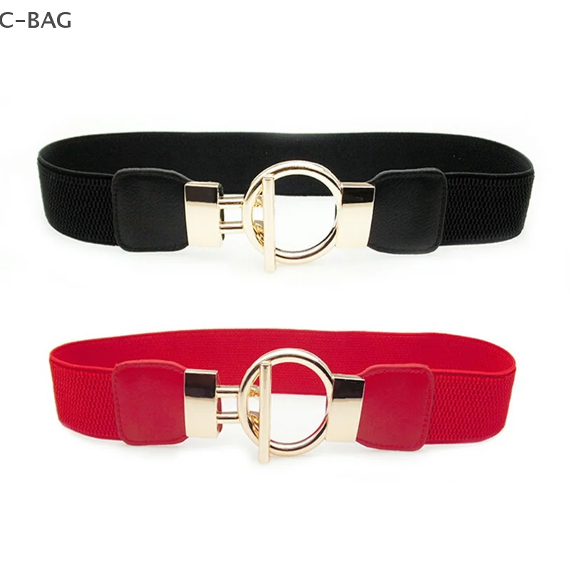 Женский пояс с пряжкой, широкий эластичный эластичный пояс для женского платья