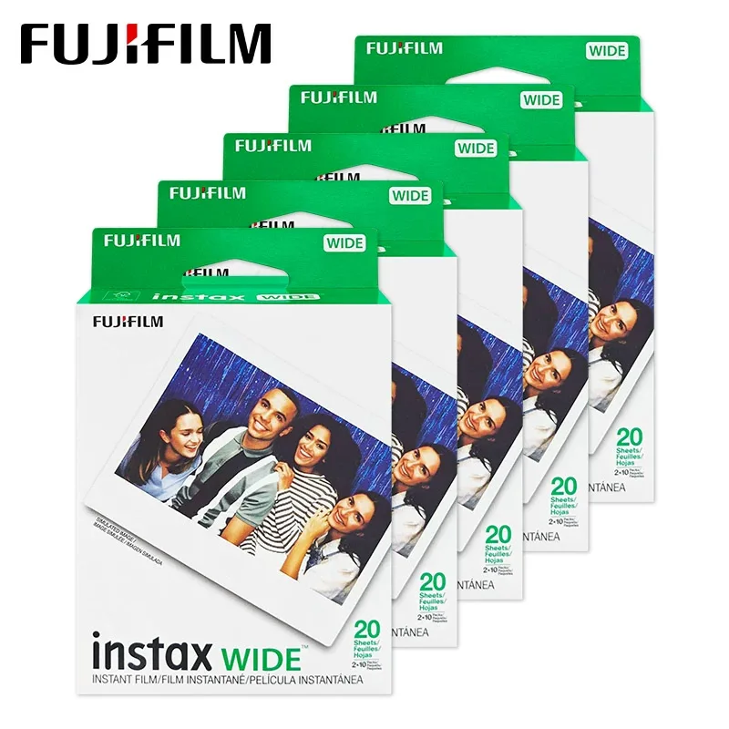 Película Fujifilm Instax Wide, borde blanco, arcoíris, negro monocromático, papel fotográfico de 5 pulgadas para cámara Fuji WIDE 300/400 Link Wide
