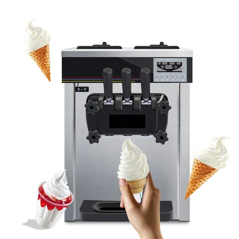 Professional Commercial Automatic Ice Cream Machine Maker 3 Flavor Soft Serve Ice Cream Machine