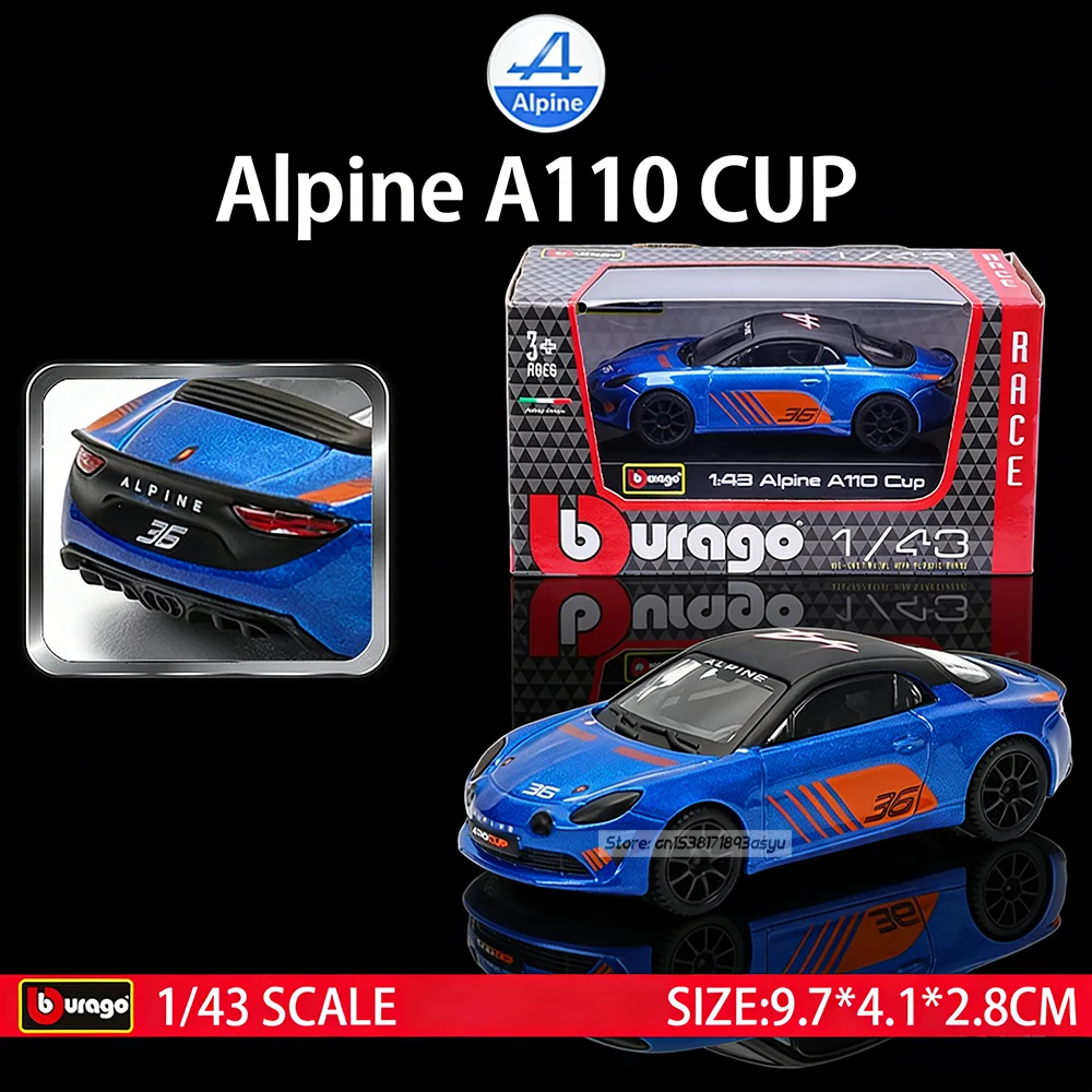 

Bburago 1:43 ALPINE A110 CUP Alloy car model Alloy Luxury Vehicle Diecast Cars Model Toy Collection Exquisite decorations