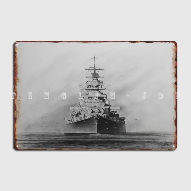 Battleship Bismarck Metal Plaque Poster Club Bar Wall Decor Club Home Vintage Tin Sign Poster