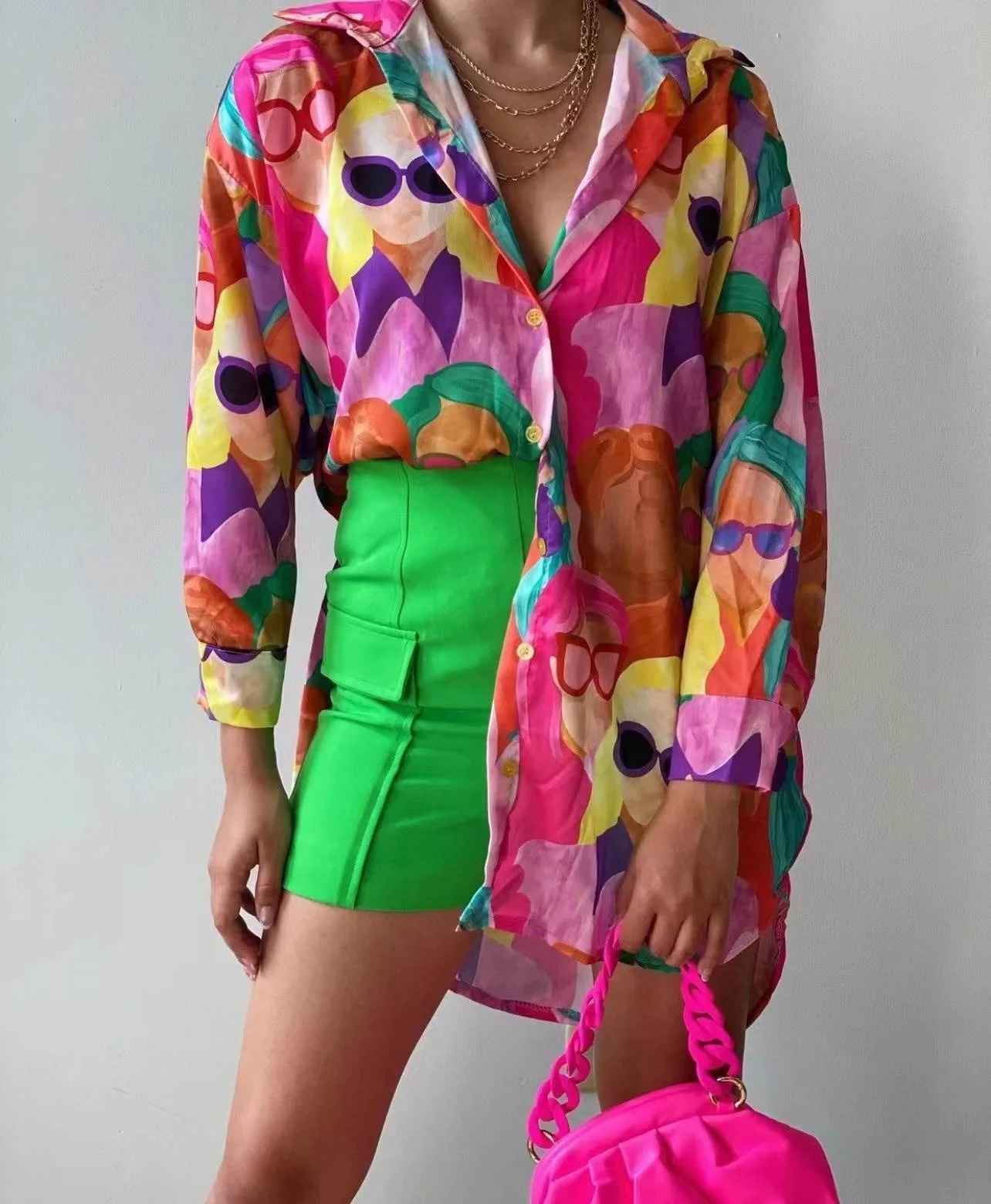 ربيع خريف 2023 المرأة المطبوعة ميدي irt جديد Sle نمط الأزهار طويلة Sve ملابس مكتب الأعمال غير رسمية #3