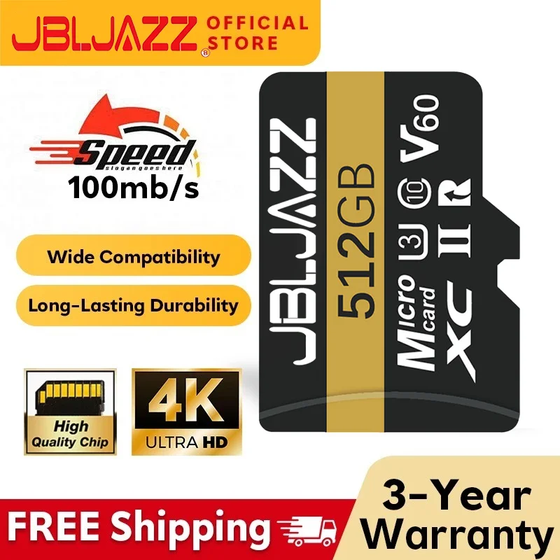 High-Speed Micro TF SD Card 512GB Support 4K Ultra HD 128GB 64GB 256GB Flash Memory for PC 360° Video Cameras Car Accessories