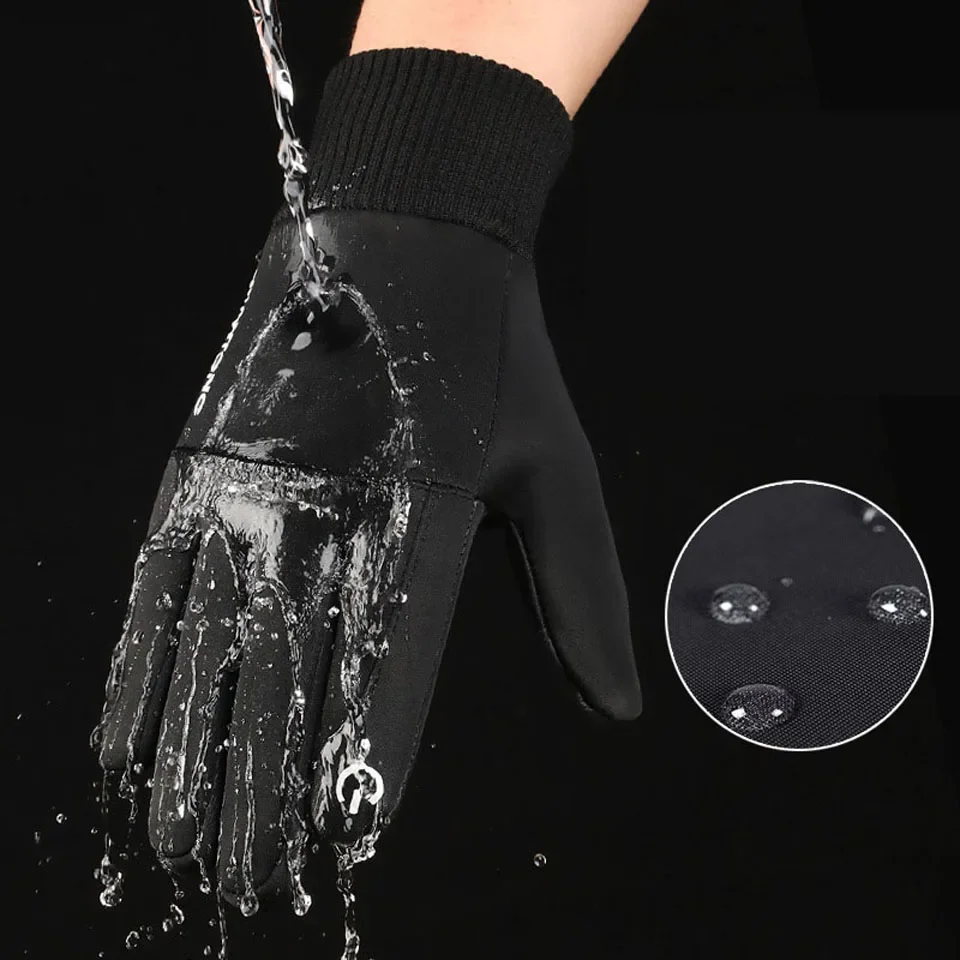 WALK FISH Fishing Gloves Sports Windproof Thermal Fleece Waterproof Non-Slip Women Men Cycling Running Touch Screen Bike Mittens