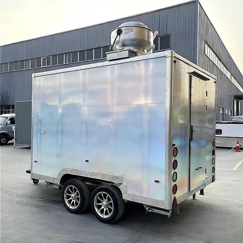 Food Trailer Mobile Kitchen Food Truck with Pizza Counter Beverage Bar for Street Food Vending