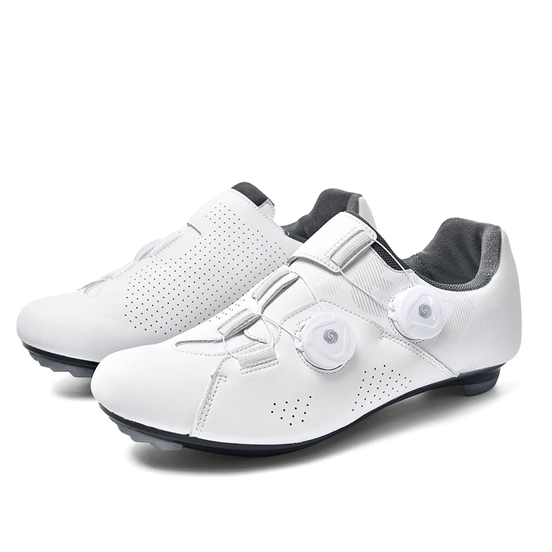 Professional Dual Rotating Knob Road Cycling Lock Shoes for Men Women, Breathable Perforated Upper Stiff Outsole Bicycle Shoes f