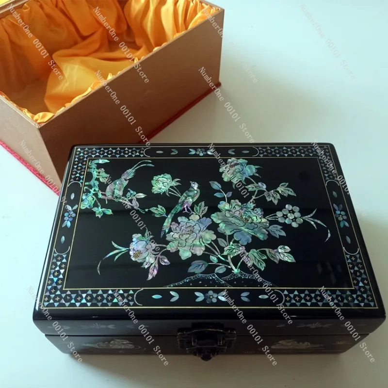 Mother Of Pearl Jewelry Box Handmade Wooden Storage Case Lacquer Finish Wedding Gift Jewelry Organizer Luxury Decorative Box