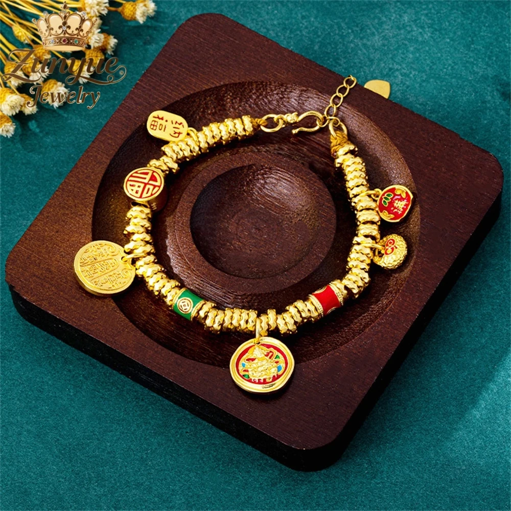 

Sand Gold God Of Wealth Coiled Bracelet Luxury Quality Jewelry Handicraft Fashion Jewelry Exquisite Elegant Charms Popular Gift