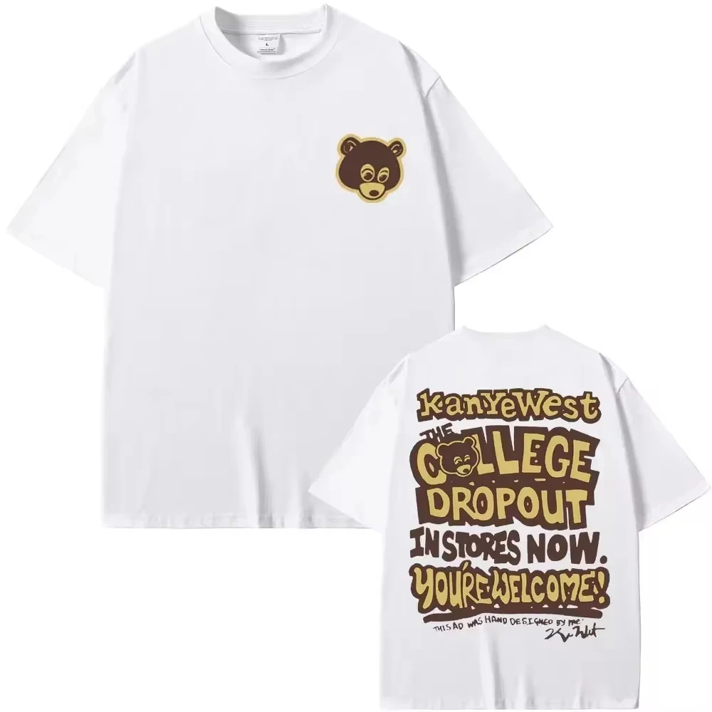 Kanye West The College Dropout Graphic T-Shirt, Unisex Vintage Hip Hop Rap Casual Streetwear Tops Women and Men T-shirts Tops