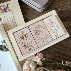 Vinage The Love Of Sakura Doll Girl Wooden Rubber Stamp for DIY Scrapbooking Photo Album Card Making