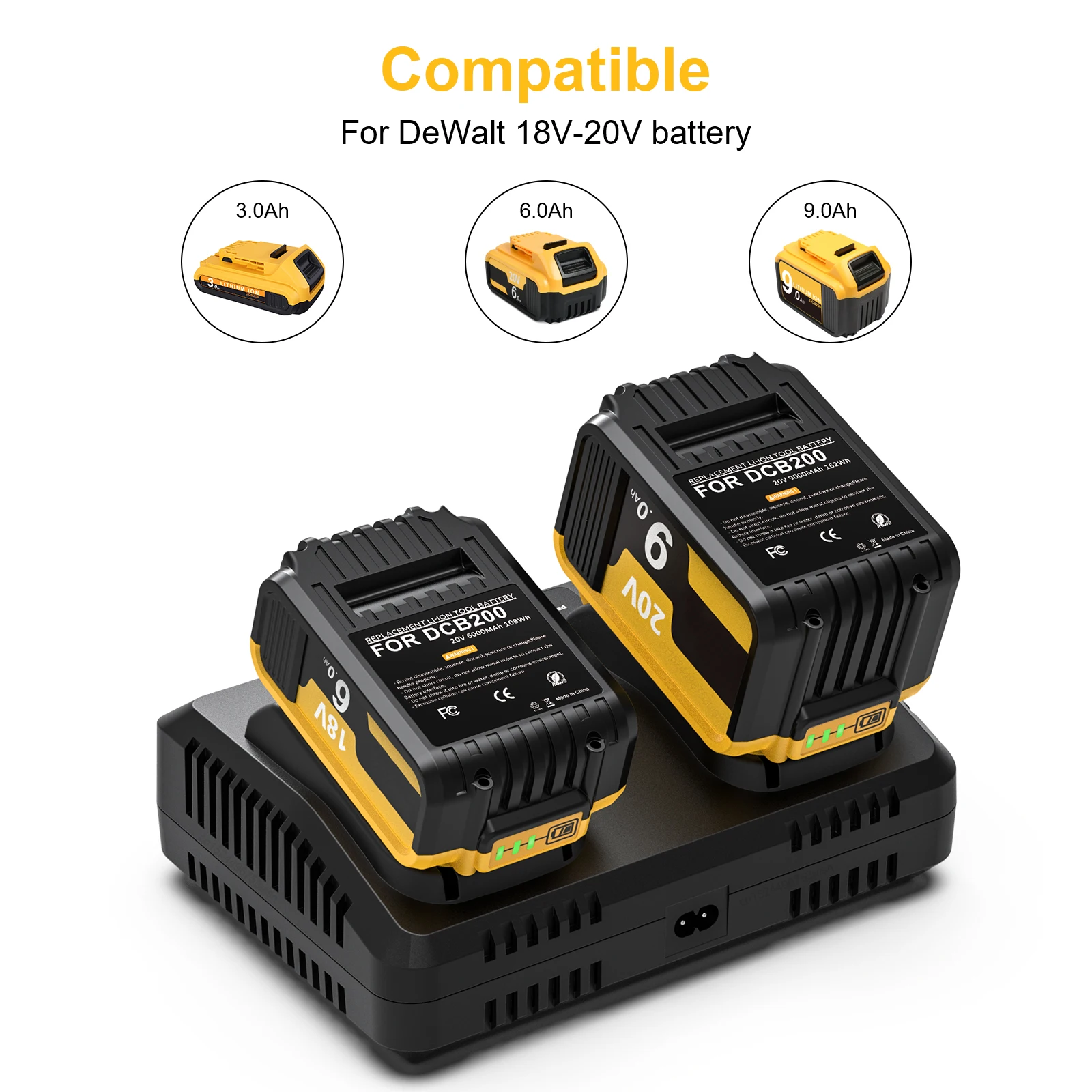 For Dewalt 20V Battery Charger EU AU US UK Plug 6A Dual Charger For Dewalt DCB101 DCB200 DCB140 DCB105 Tool Battery Charger