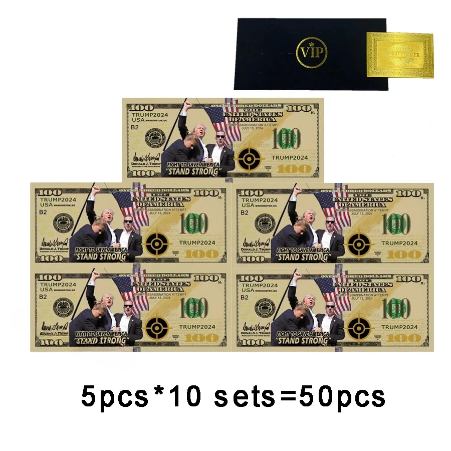 Wholesale Donald Trump Dollar Bill Banknote shooting customization banknote - 2024 Election plated gold plastic - stand stronger