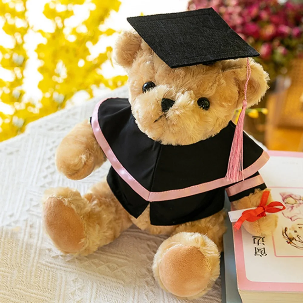 Bachelor Hat Doctor Cap Graduation Bear Doll Academic Dress Soft Bachelor Bear Plush Toy Stuffed Cute Bear Animal Doll