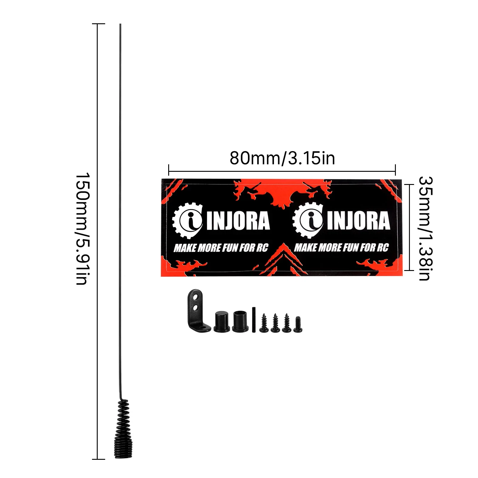 Antenne Decoratie Met Injora Vlag 15Cm Voor 1/18 1/24 Rc Crawler Auto Trx 4M Scx24 Ax24 Fcx18 Fcx24