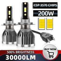 200W H7 LED Car Headlight H4 H11 Bulb 9012 H3 H1 H8 H9 9005 9006 HB3 HB4 9007 9008 H13 9004 Auto Turbo CSP Lamps 6500K 6000K 12V