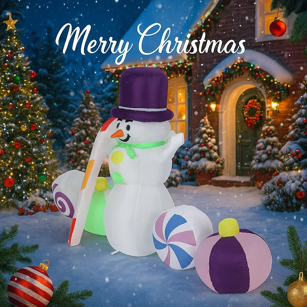 5.91FT ألعاب قابلة للنفخ ثلج الحلوى الديكور ساحة عيد الميلاد مع LED مضاءة الحديقة المنزل حفلة في الهواء الطلق عطلة عيد الميلاد ديكور للعائلة