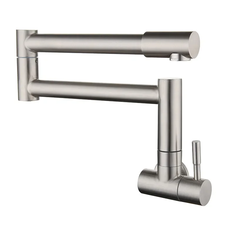 

Bathroom Accessories: Stainless Steel Single Cold Wall Mounted Rotating Folding Vegetable Washing Basin Brushed Faucet