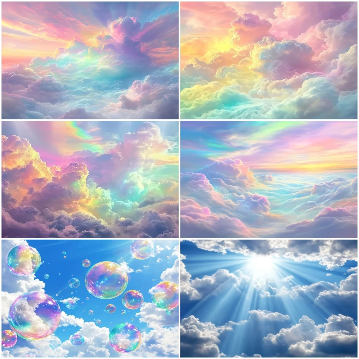 

Dreamy Rainbow Blue Sky White Clouds Backdrop Supplies Natural Scenery Decorations Wedding Party Backgrounds Photography Studio