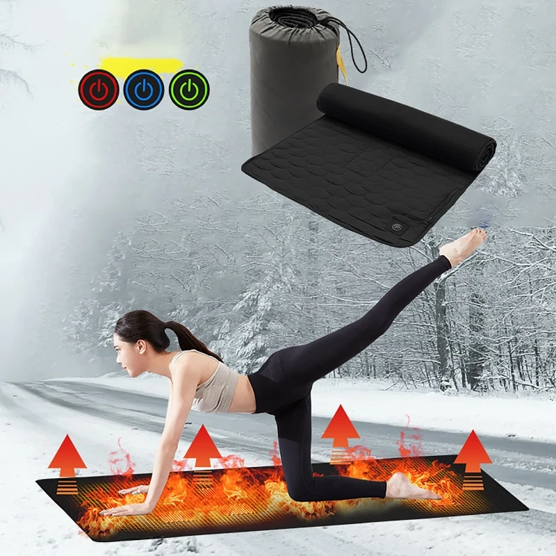 USB Electric Heated Sleeping Bag Liner Travel and Camping Sheet 7 Heating Zones Portable Outdoor Thermal Camping Picnic Warm Pad